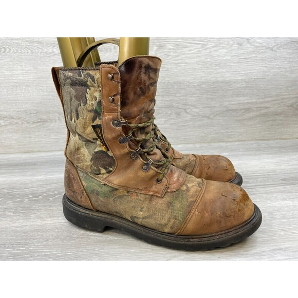 Red Wing Men's Brown Leather Camo Gore-Tex Steel Toe Ankle Hunting Combat Boot 9 - Picture 1 of 11